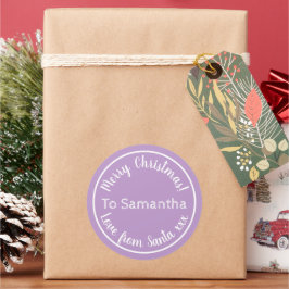 Persoonlijke Kerstmis van Kerstman Lilac Ronde Sticker
