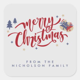 Persoonlijke kerstmis vierkante sticker