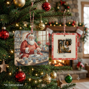 Persoonlijke Kerstmis Vintage Aardewerk Kerstman F Metalen Ornament