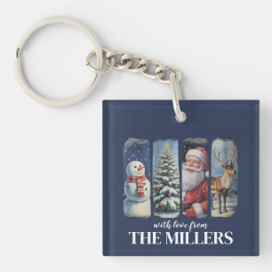 Persoonlijke Kerstmis Vintage Kerstman Sneeuwman Sleutelhanger