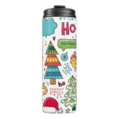 Persoonlijke Kerstmis Volkskunst Doodles Decoratie Thermosbeker (Voorkant)