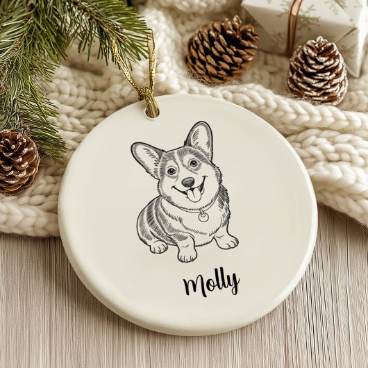 Persoonlijke Kerstmis voor Corgi-hond Keramisch Ornament