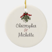 Persoonlijke kerstmis voor Cute Horse Couple Keramisch Ornament (Achterkant)