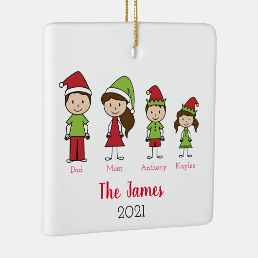Persoonlijke kerstmis voor de Cute Family Keramisch Ornament (Rechts)