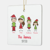 Persoonlijke kerstmis voor de Cute Family Keramisch Ornament (Links)