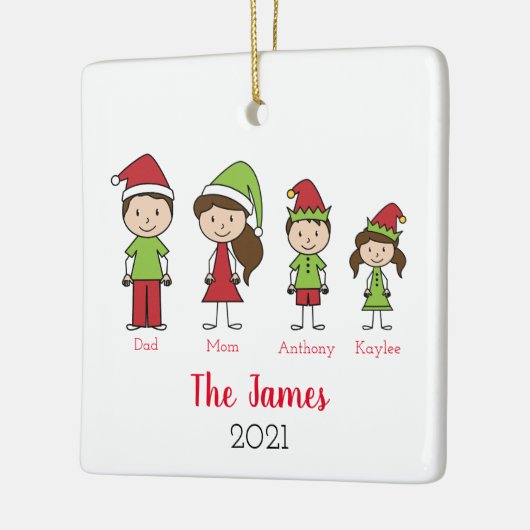 Persoonlijke kerstmis voor de Cute Family Keramisch Ornament (Links)