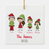 Persoonlijke kerstmis voor de Cute Family Keramisch Ornament (Achterkant)