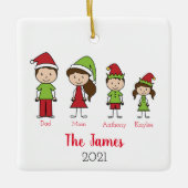 Persoonlijke kerstmis voor de Cute Family Keramisch Ornament (Voorkant)