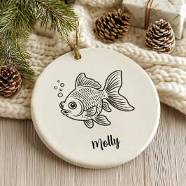 Persoonlijke Kerstmis voor Goudvis Keramisch Ornament