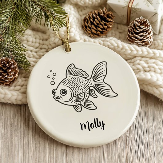 Persoonlijke Kerstmis voor Goudvis Keramisch Ornament