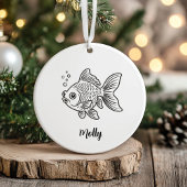 Persoonlijke Kerstmis voor Goudvis Keramisch Ornament