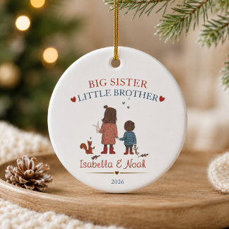 Persoonlijke Kerstmis voor grote zus en kleine bro Keramisch Ornament