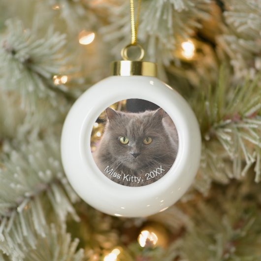 Persoonlijke Kerstmis voor huisdier kat hond Keramische Bal Ornament (Boom)
