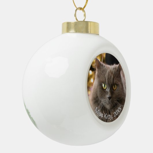Persoonlijke Kerstmis voor huisdier kat hond Keramische Bal Ornament (Links)