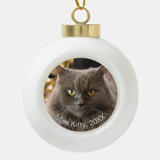 Persoonlijke Kerstmis voor huisdier kat hond Keramische Bal Ornament (Voorkant)
