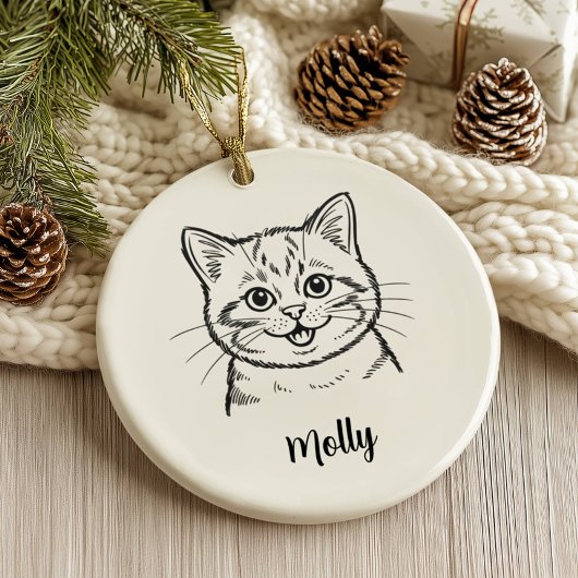 Persoonlijke Kerstmis voor Katten Keramisch Ornament