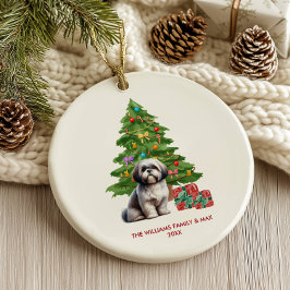 Persoonlijke Kerstmis voor Shih Tzu-hond Keramisch Ornament