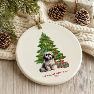 Persoonlijke Kerstmis voor Shih Tzu-hond Keramisch Ornament