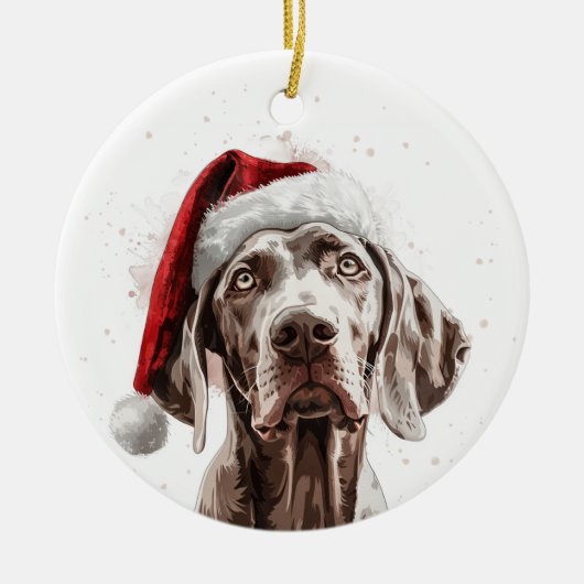 Persoonlijke Kerstmis Weimaraner Hond Keramisch Ornament (Voorkant)