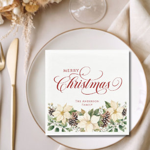 Persoonlijke Kerstmis Witte Poinsettia Servet
