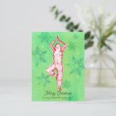 Persoonlijke Kerstmis Yoga Boomhouding Feestdagenkaart (Staand voorkant)