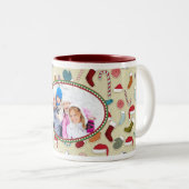 Persoonlijke kerstMok met foto Tweekleurige Koffiemok (Voorkant rechts)
