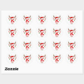 Persoonlijke Kerstmonogram K Kerstmannenhoed Ronde Sticker (Vel)