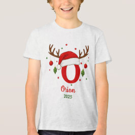 Persoonlijke Kerstmonogram O Kerstmannenhoed Tri-Blend Shirt