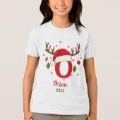 Persoonlijke Kerstmonogram O Kerstmannenhoed Tri-Blend Shirt (Voorkant)