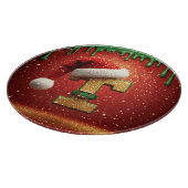 Persoonlijke Kerstmonogram T met Santa-hoed Snijplank (Hoek)