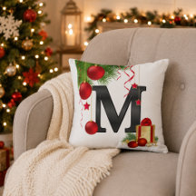 Persoonlijke Kerstmonogram Worp Kussen