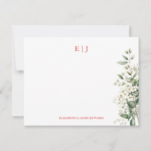 Persoonlijke Kerstmonogrammen voor Koppels Notitiekaartje