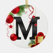 Persoonlijke Kerstmonogramornament Keramisch Ornament (Voorkant)