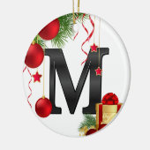 Persoonlijke Kerstmonogramornament Keramisch Ornament (Links)