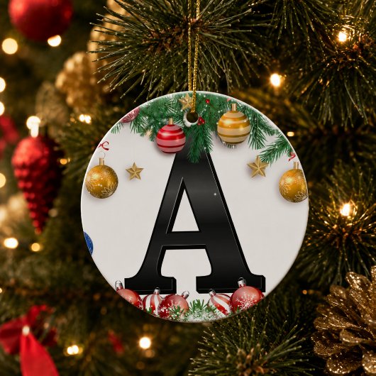 Persoonlijke Kerstmonogramornament Keramisch Ornament