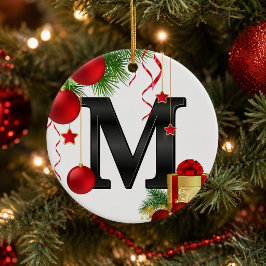 Persoonlijke Kerstmonogramornament Keramisch Ornament