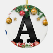Persoonlijke Kerstmonogramornament Keramisch Ornament (Voorkant)