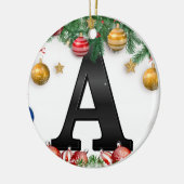 Persoonlijke Kerstmonogramornament Keramisch Ornament (Links)