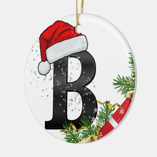 Persoonlijke Kerstmonogramversiering Keramisch Ornament (Links)