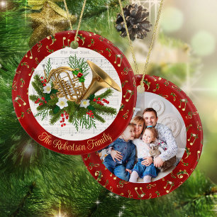 Persoonlijke kerstmuziek, foto van Franse hoorn Keramisch Ornament