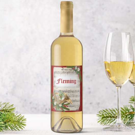 Persoonlijke kerstmuziek wijn etiket