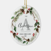 Persoonlijke kerstnaam Initiaal familie Keramisch Ornament (Rechts)