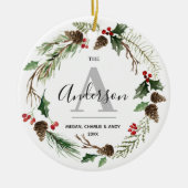 Persoonlijke kerstnaam Initiaal familie Keramisch Ornament (Voorkant)