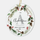 Persoonlijke kerstnaam Initiaal familie Keramisch Ornament (Links)