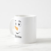 Persoonlijke kerstnaam mok, sneeuwpoppetje koffiemok (Voorkant links)