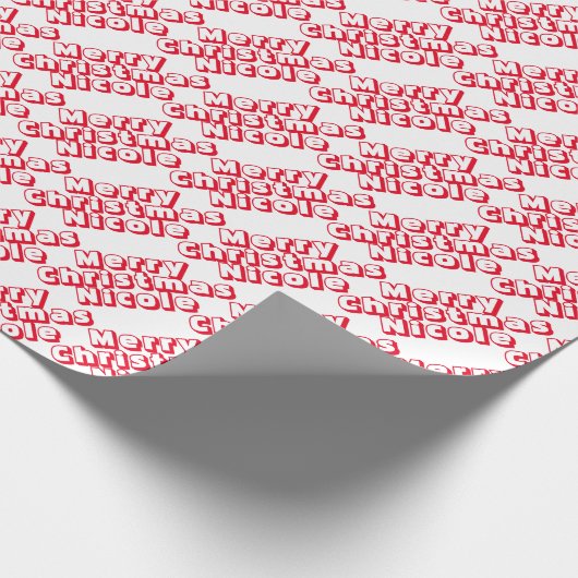 Persoonlijke kerstnaam rood en wit cadeaupapier (Hoek)