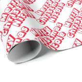 Persoonlijke kerstnaam rood en wit cadeaupapier (Rol Hoek)
