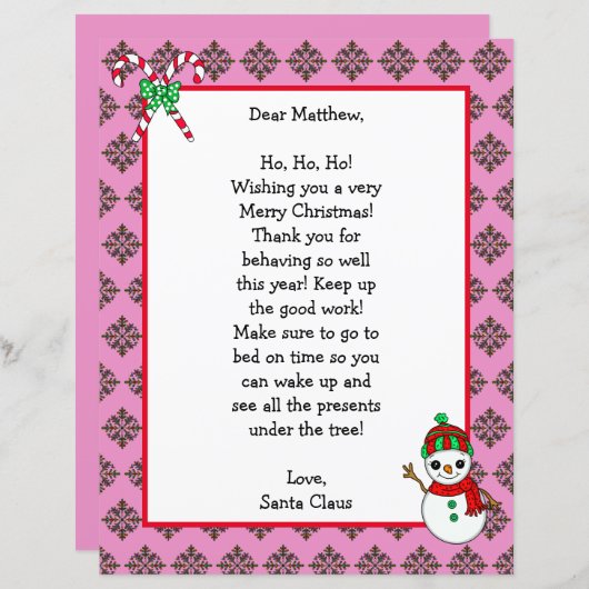 Persoonlijke kerstnaambrief van de Kerstman (Voorkant / Achterkant)