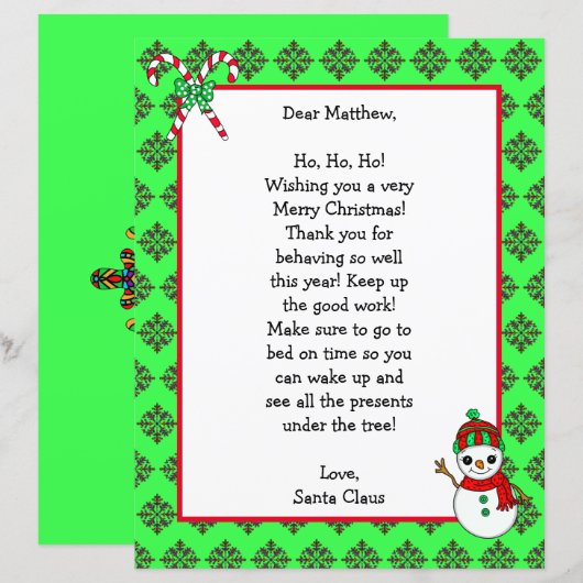 Persoonlijke kerstnaambrief van de Kerstman (Voorkant / Achterkant)