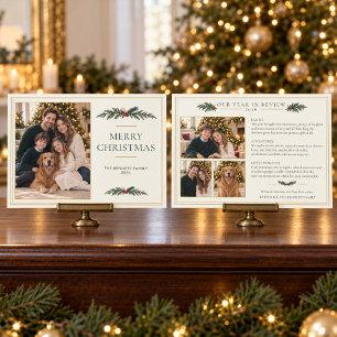 Persoonlijke kerstnieuwbriefkaart voor het gezin feestdagenkaart